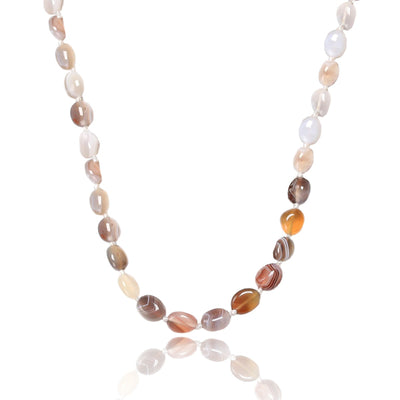 8-10mm Botswana Agate Bead Necklace