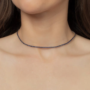 2mm Black Sterling Silver Tennis Choker Necklace