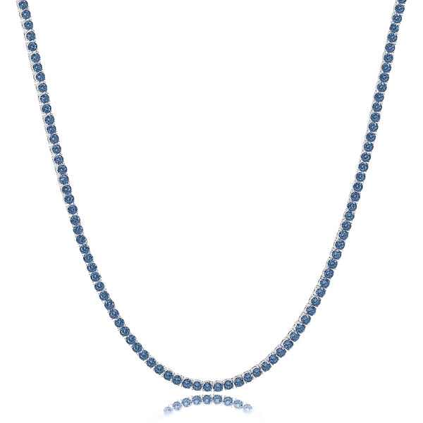 2mm Light Blue Sterling Silver Tennis Choker Necklace | Classy