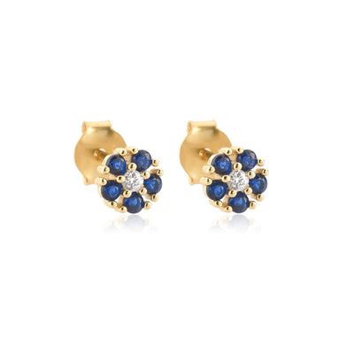 Blue floral cluster studs