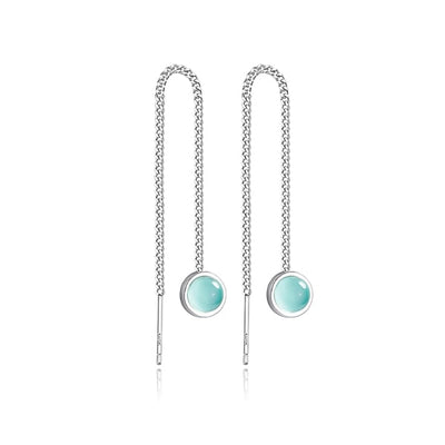 Blue Opal Threader Earrings