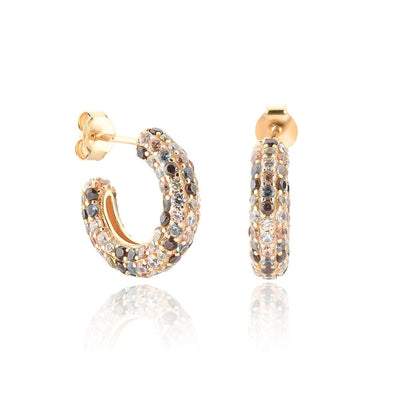 Chunky colorful cz mini hoop earrings