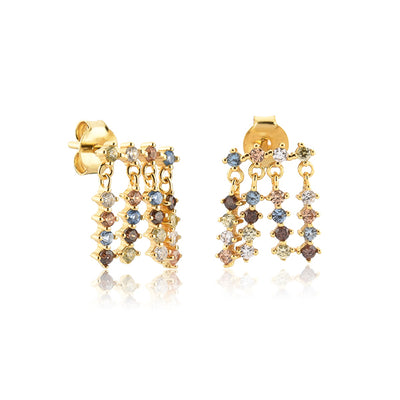 Colorful CZ Dangle Studs