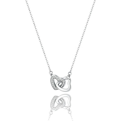 Collana in argento con doppio cuore