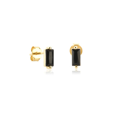 Gold black baguette mini studs