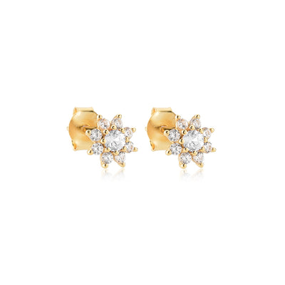Classic Gold Crystal Flower Studs