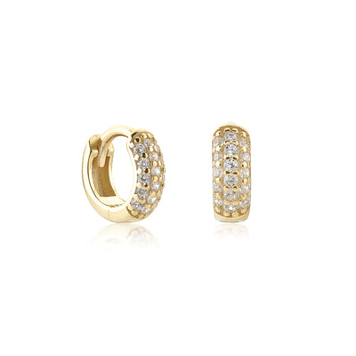 Gold Pavé CZ Huggie Hoop Earrings