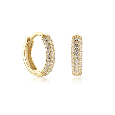 Small gold cubic zirconia pavé hoops