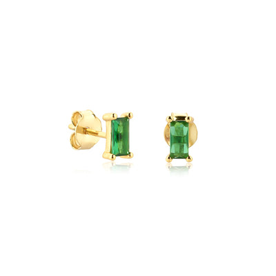 Green Baguette CZ Mini Earrings
