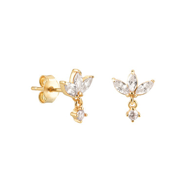 Gold lotus flower stud earrings
