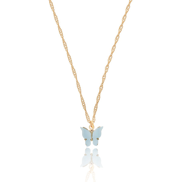 Buy Silver Shine Zig Zag Flash Sky Blue Butterfly Necklace Chain for Women  and Men Online at Best Prices in India - JioMart.