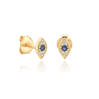 Gold Crystal Eye Stud Earrings