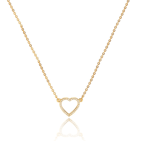 Rose Gold Crystal Open Heart Necklace