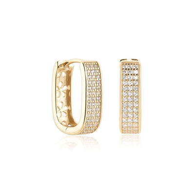 Gold crystal pavé oval hoops