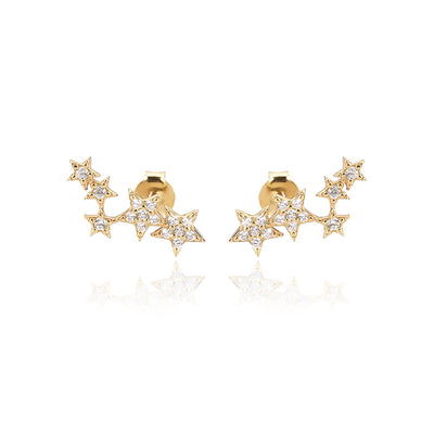 Gold Crystal Star Cluster Earrings