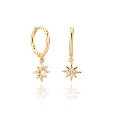 Gold Crystal Star Mini Hoops