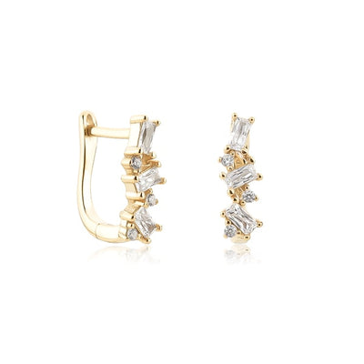 Gold irregular crystal u-hoop huggies