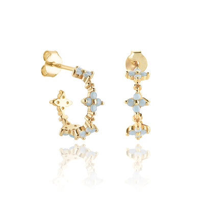 Gold floral c hoop earrings