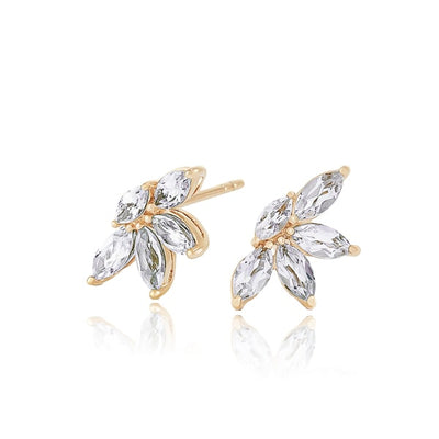 Gold flower crystal studs