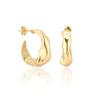 Gold irregular open hoop earrings