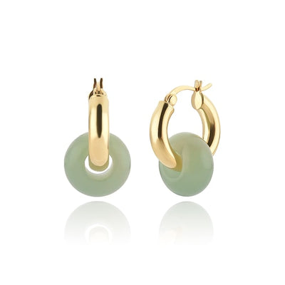 Gold jade huggie hoop earrings