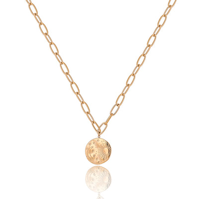 Gold Moon & Sun Coin Necklace