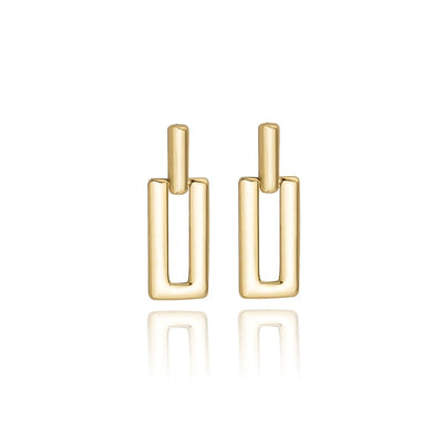 Gold Open Mini Rectangle Earrings