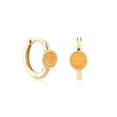 Orange Smiley Emoji Hoop Earrings