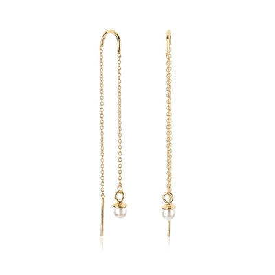 Gold Pearl Threader Earrings