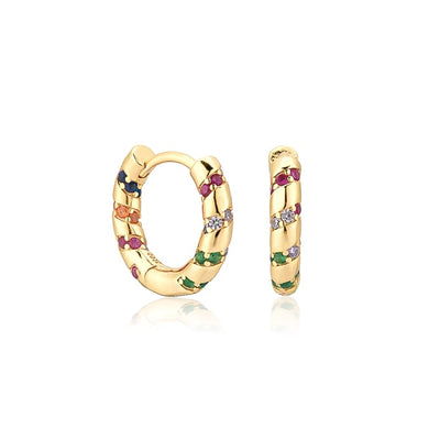 Gold Rainbow Mini Hoop Earrings