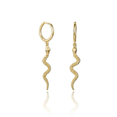Gold Snake Drop Earrings