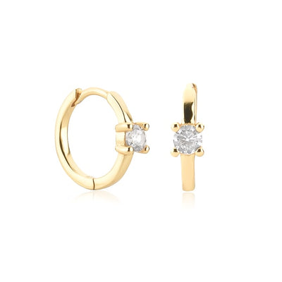 Gold solitaire hoops