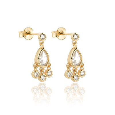 Gold mini teardrop chandelier earrings
