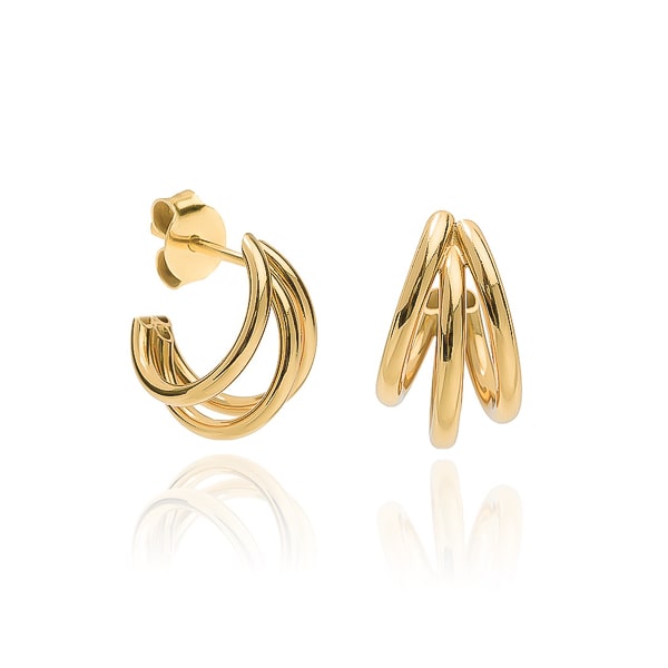 Gold Triple Hoop Earrings | Classy Women Collection