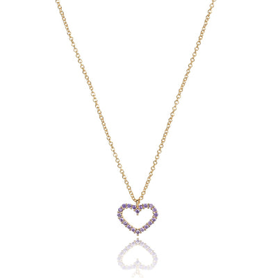 Violet Crystal Open Heart Necklace