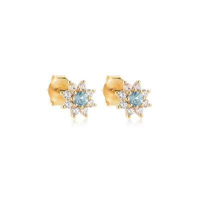 Classic Ice Blue Crystal Flower Studs