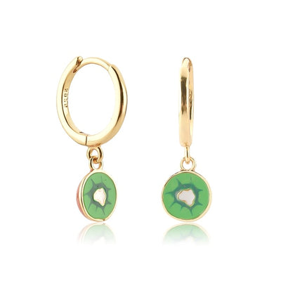 Kiwi Mini Hoop Drop Earrings