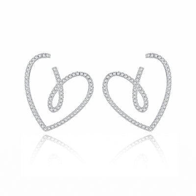 Large Designer Crystal Heart Earrings