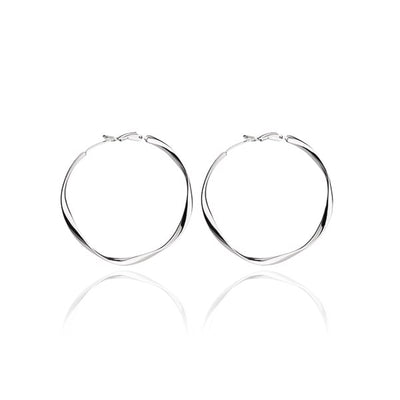 Silver large irregular hoops