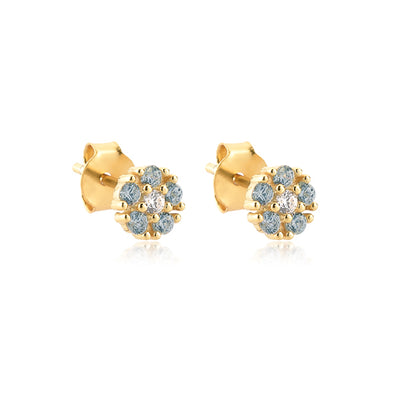 Light Blue Crystal Floral Studs