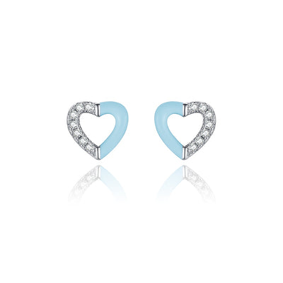 Baby Blue Heart Stud Earrings