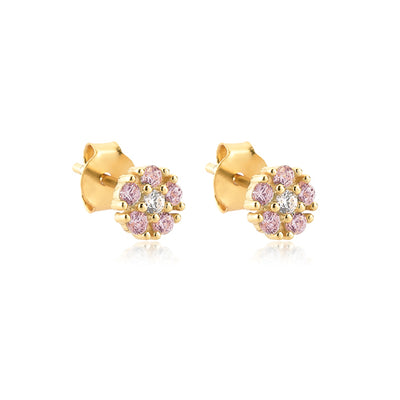 Light Pink Crystal Floral Studs