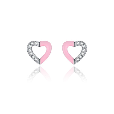 Baby Pink Heart Stud Earrings