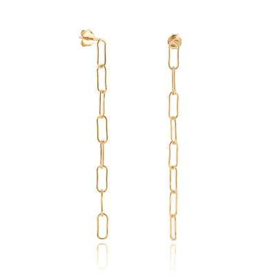 Long Oval Link Chain Drop Earrings