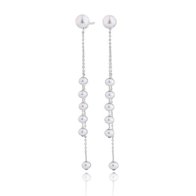 Pearl Dual Drop Chain Earrings