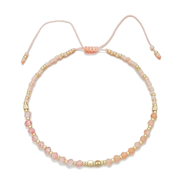 Designer CC Lock Charm & Thick Gold Bead Bracelet, Light Pink