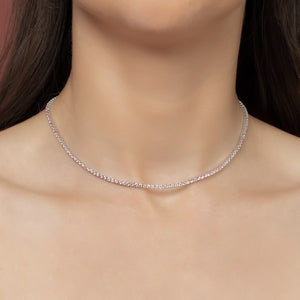 Tennis Silver Chain Initial Diamond Crystal Choker Necklace for