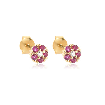 Pink crystal floral studs