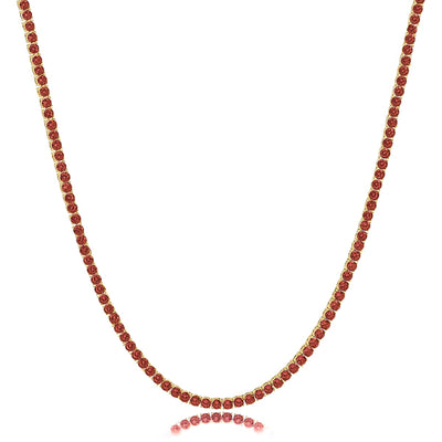 Collana girocollo tennis rossa da 2 mm