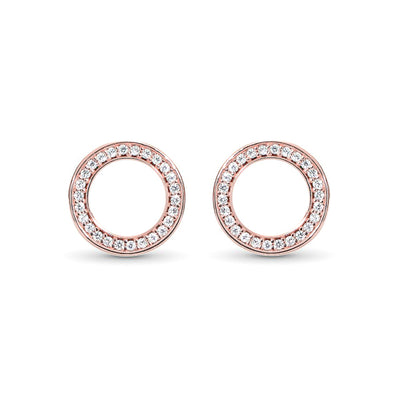 Rose Gold CZ Circle Stud Earrings